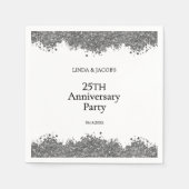 25th Wedding Anniversary Silver Faux Glitter  Servet (Voorkant)