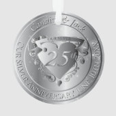 25th Wedding Anniversary Silvery Heart Ornament (achterkant)