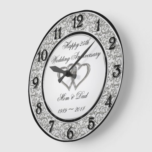 25th Wedding Anniversary Wall Clock Grote Klok (Hoek)