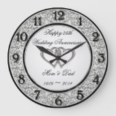 25th Wedding Anniversary Wall Clock Grote Klok (Voorkant)