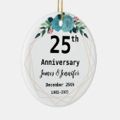 25th Wedding Jubileum - Aangepaste namen en Jaar Keramisch Ornament (Rechts)