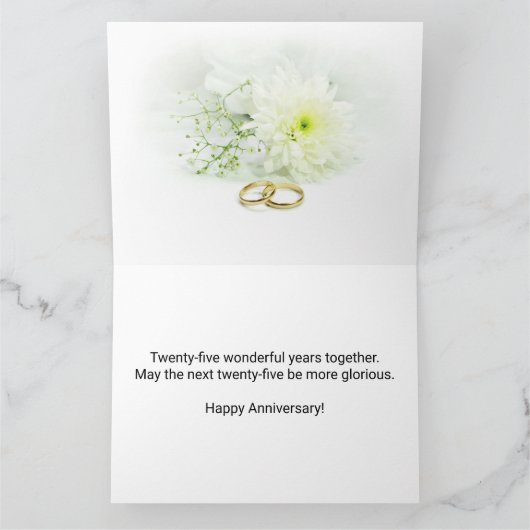 25th Wedding Jubileum Antiek Silver Lijst Big Kaart (Binnen)