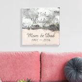 25th Wedding Jubileum Chic Silver Typografie Canvas Afdruk (Insitu (Woonkamer))