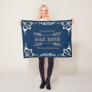 25th Wedding Jubileum Classic Book Hoesje Silver Fleece Deken