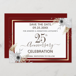 25th Wedding Jubileum Floral Save the Date Invi Kaart