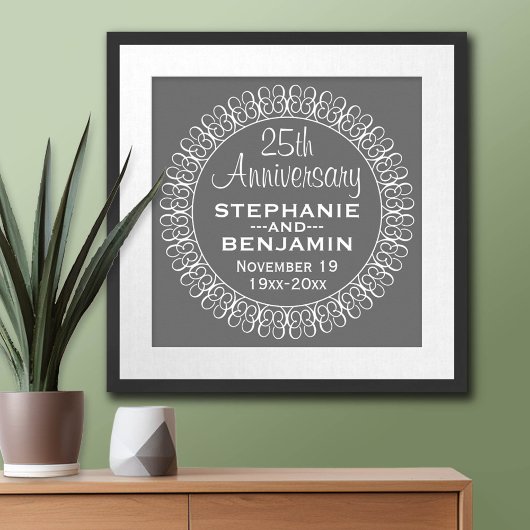 25th Wedding Jubileum Gepersonaliseerd Poster