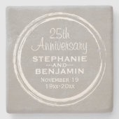25th Wedding Jubileum Gepersonaliseerd Stenen Onderzetter (Voorkant)