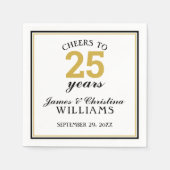 25th Wedding Jubileum Gold Cheers tot 25 jaar Servet (Voorkant)