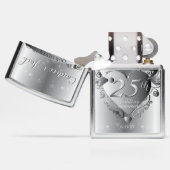 25th Wedding Jubileum Heart Zippo Lighter (Geopend)