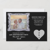 25th Wedding Jubileum Party Silver RSVP Card (Voorkant)