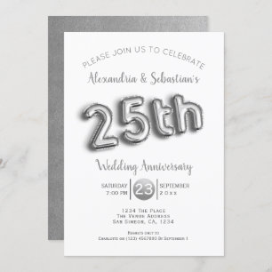 25th Wedding Jubileum Persoonlijk Faux Silver Kaart