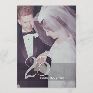 25th Wedding Jubileum & Photo - Silver Grey Kaart