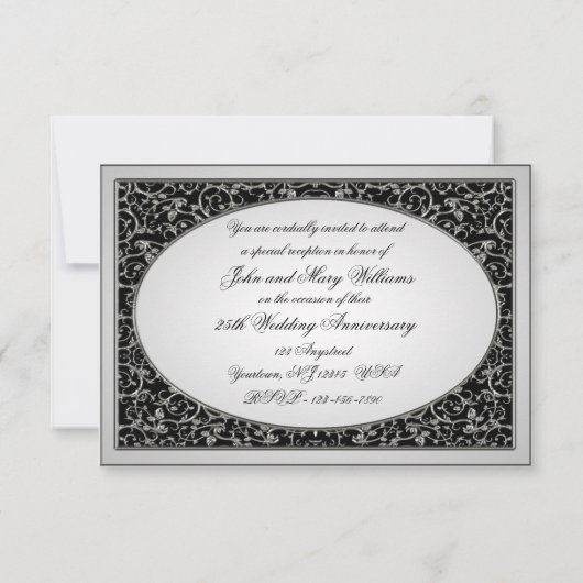 25th Wedding Jubileum RSVP Uitnodiging Kaart (Achterkant)