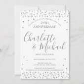 25th Wedding Jubileum Silver Love Hearts Script Kaart (Voorkant)