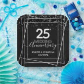 25th Wedding Jubileum Silver Papieren Bordje (Feest)