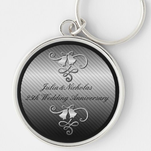 25th Wedding Jubileum Silver Sleutelhanger (Voorkant)