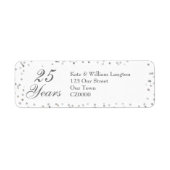 25th Wedding Jubileum Silver Stardust Confetti Etiket (Voorkant)
