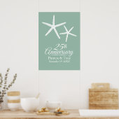 25th Wedding Jubileum Starfish Personalized Poster (Keuken)