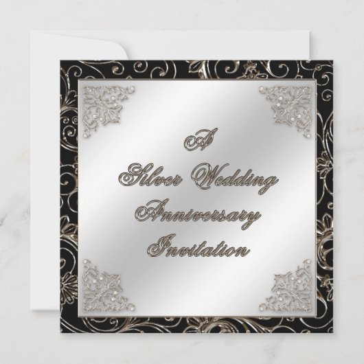 25th Wedding Jubileum Uitnodiging Kaart (Voorkant)