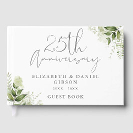 25th Wedding Silver Anniversary Greenery Photo Gastenboek