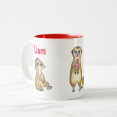 '25ver. Cute 4 Meerkats Christmas Holiday Mug Tweekleurige Koffiemok (Voorkant links)