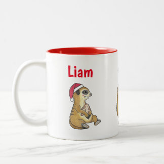 '25ver. Cute 4 Meerkats Christmas Holiday Mug Tweekleurige Koffiemok