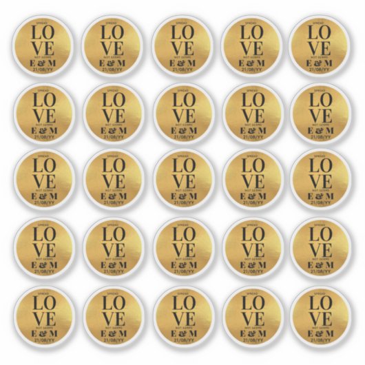 25x Gold Sanitizer Stickers Spread Love Not Germs (Voorkant)