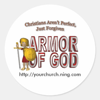 25zjxb9, ARMOROFGOD, http://yourchurch.ning.com Ronde Sticker