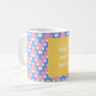 26036B Geometrische Zigzag Golf Roze Blauw Geel Koffiemok