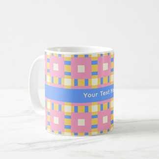 26038B Geometrisch Medaillon Roze Geel Blauw Koffiemok