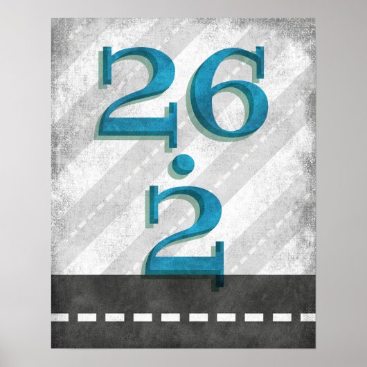 26.2 Marathon met Poster Blue Runner Wall Art (Voorkant)