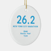 26.2 Marathon Runner Personalized Blue Keramisch Ornament (Rechts)