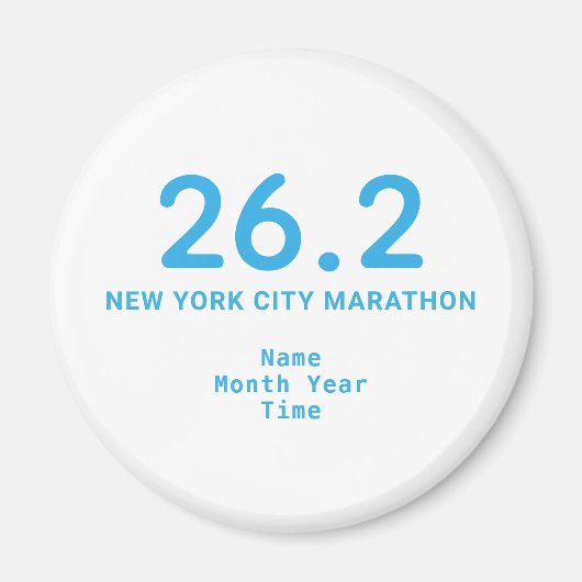 26.2 Marathon Runner Personalized Blue Magneet (Voorkant)