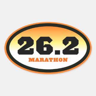 26.2 Marathon Zwart en Sinaasappel Ovaal Ovale Sticker