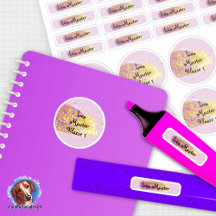 26 autocollants de nom coup de pinceau lilas - Pai