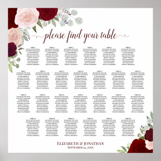 26 Tabel Rood- en roze roze weddenschappen Poster (Voorkant)