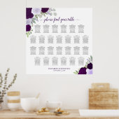 26 Tableau Boho violet Rose Mariage Tableau de siè (Cuisine)