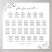 26 Tableau Mariage  Plat Bleu duvet sur blanc (Devant)
