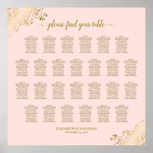 26 Tableau Mariage Plat Plat Rose & Or