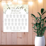 26 Tableau Sièges Mariages de roses blanches ivoir<br><div class="desc">Ce tableau de 26 places mariage est rustique, élégant et beau. Il présente un design floral peint à la main avec des roses couleur ivoire, blanc ou crème, des fleurs et des fleurs, ainsi que des feuilles d'eucalyptus vert sauge et des feuilles de jardin. Le titre dit : "Bienvenue !...</div>