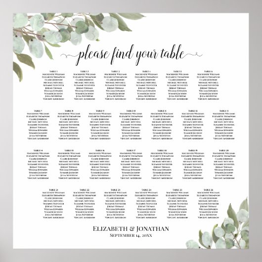 26 Tableau Tableau Rustique Mariage Eucalyptus (Devant)