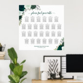 26 Tafel Emerald Boho Rozen Bruiloft Zitkaarten Poster (Thuiskantoor)