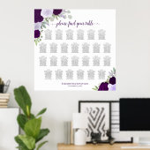 26 Tafel Paarse Boho Rozen Bruiloft Zitkaarten Poster (Thuiskantoor)