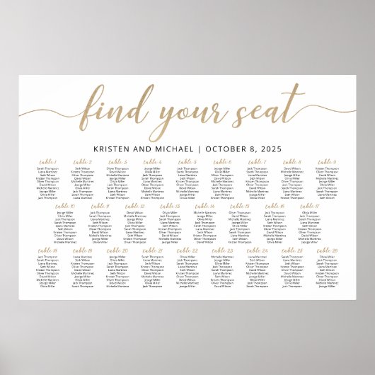 26 Tafels Vind Je Stoel Zitplaatsindeling Plan Poster (Voorkant)