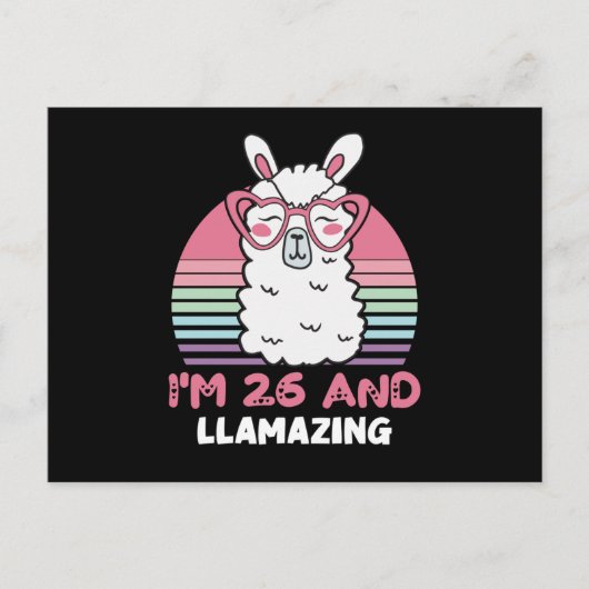 26 Year Old Bday Llamazing 26th Birthday Llama Briefkaart (Voorkant)