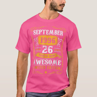 26 Years Old Gifts Vintage September 1996 26th Bir T-shirt