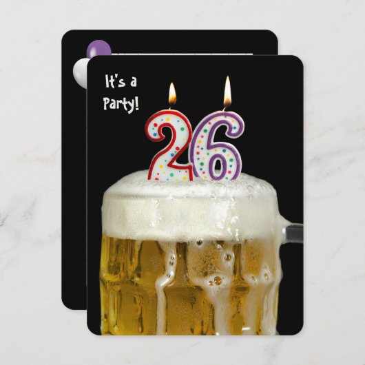 26e anniversaire Bière Party Invitation (Devant / Derrière)