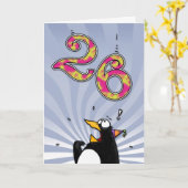 26e anniversaire - Carte de surprise de pingouin (Fleur jaune)
