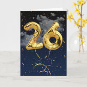 26e Anniversaire Gold Mylar Balloon et carte Confe (Fleur jaune)