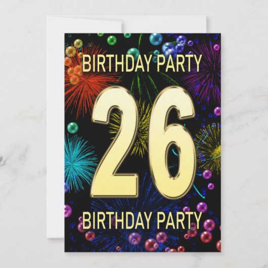 26e anniversaire Invitation fête feux d'artifice (Devant)